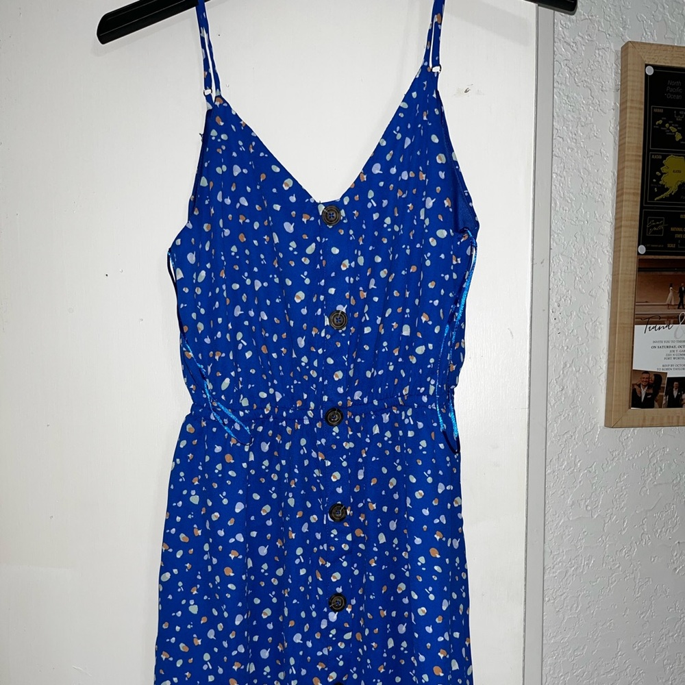 Ross Blue Flower Tie-back Dress
